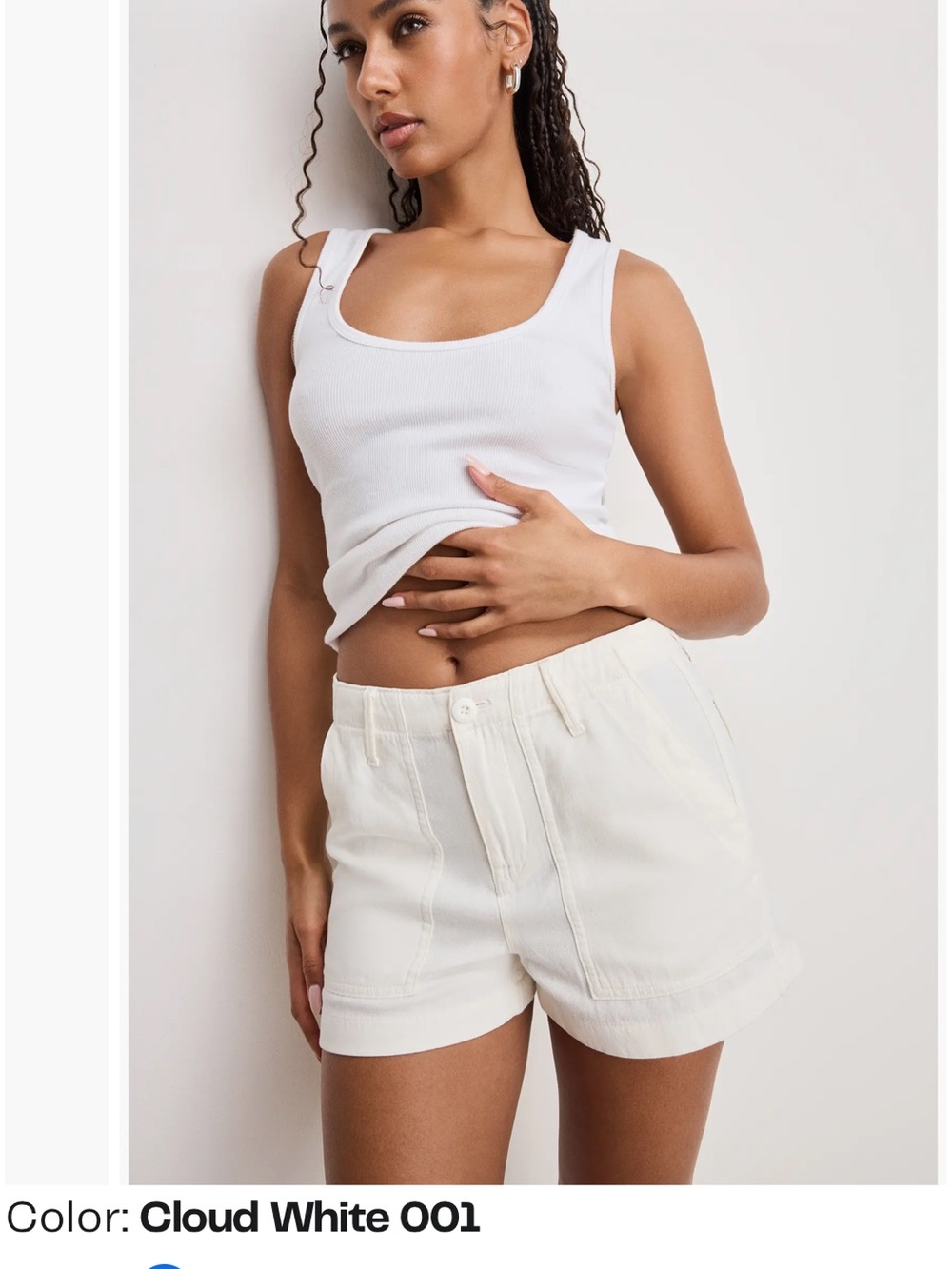 Good American Cloud White High-Rise Bermuda Shorts
